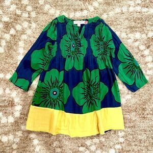 Pink Chicken Blue and Green Floral Dress